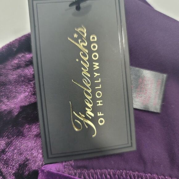 Frederick of Hollywood Asha Velvet And Lace Bra Set Purple Lingerie - Picture 6 of 7